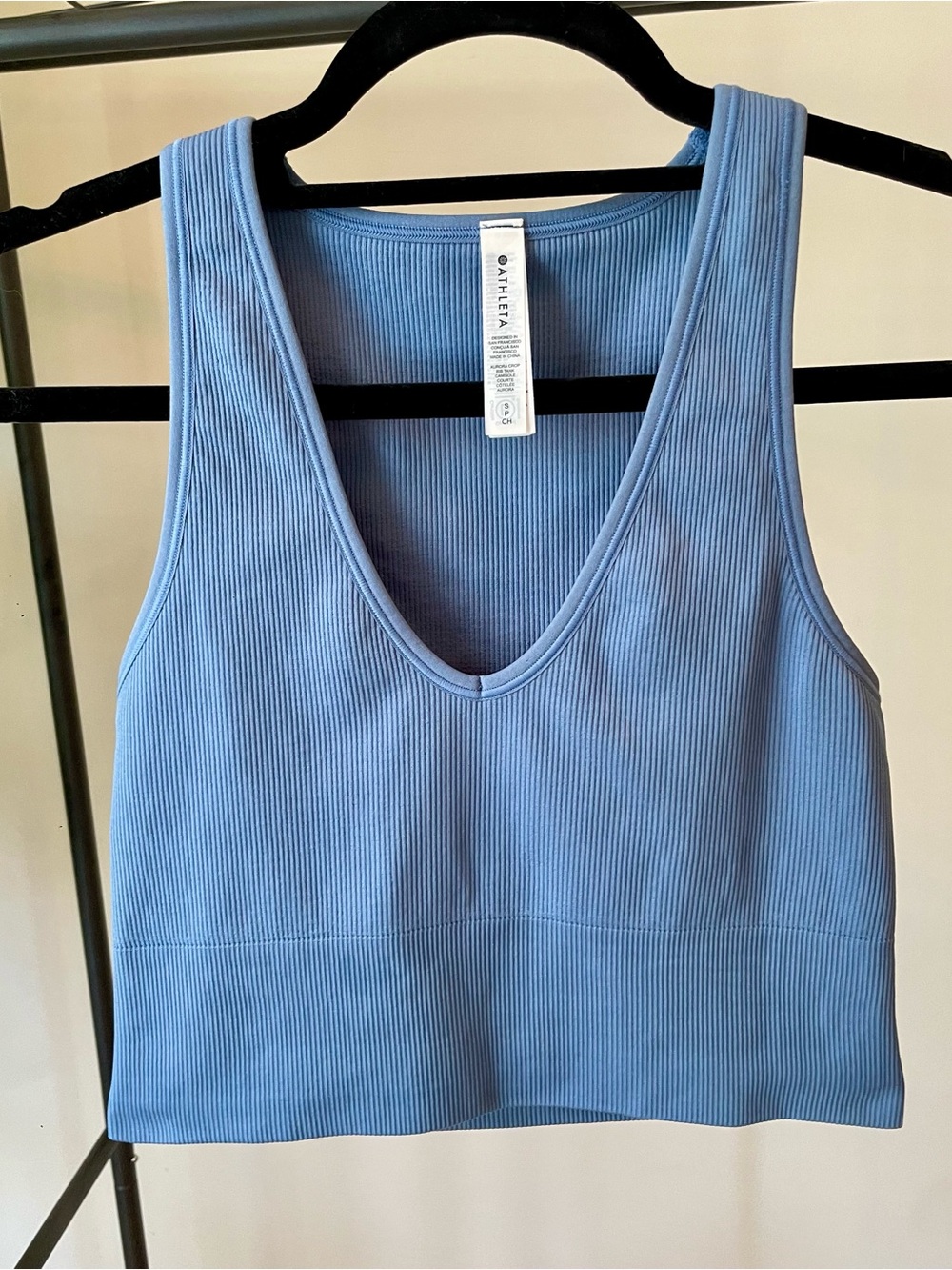 Athleta Ribbed Scoop Neck Crop Tank - Blue